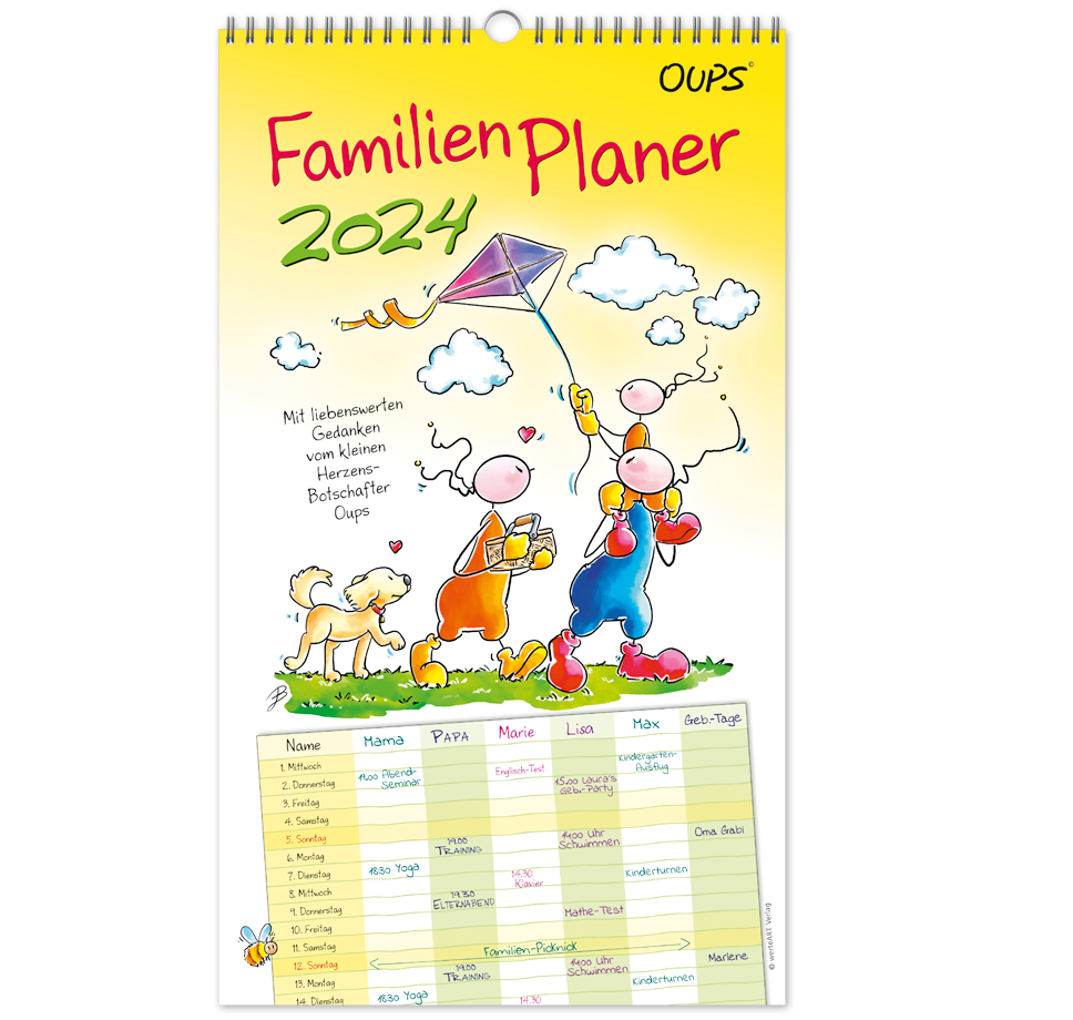 OUPS-Familienplaner 2024 - Wand-Terminplaner für die ganze Familie.